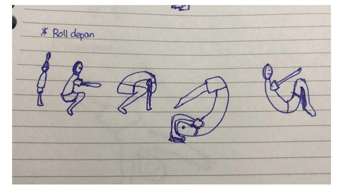 Illustrasi kocak gerakan olahraga dalam pelajaran penjaskes ini bikin bingung